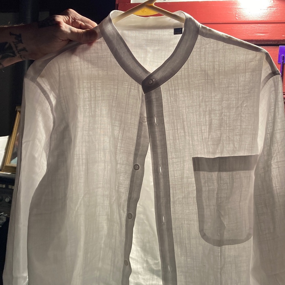 Men's Sheer White Button-Up Jacket